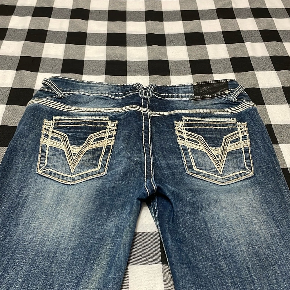 Vigoss Chelsea Capri Jeans 11/12 x 21 Stretch Double Back Pockets Thick Stitch